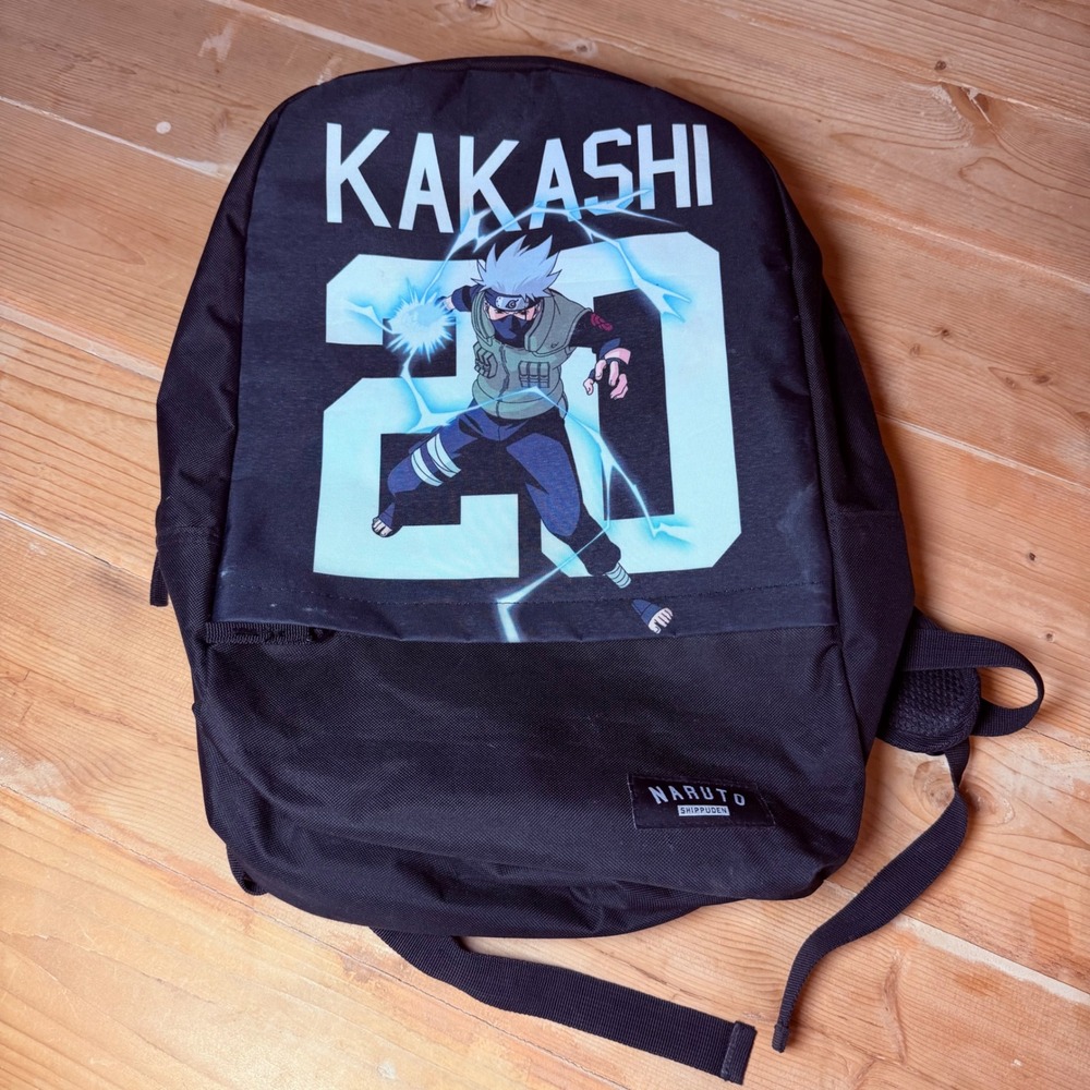 Naruto Shippuden Kakashi Hatake Backpack Black Anime Graphic School Bag backpack